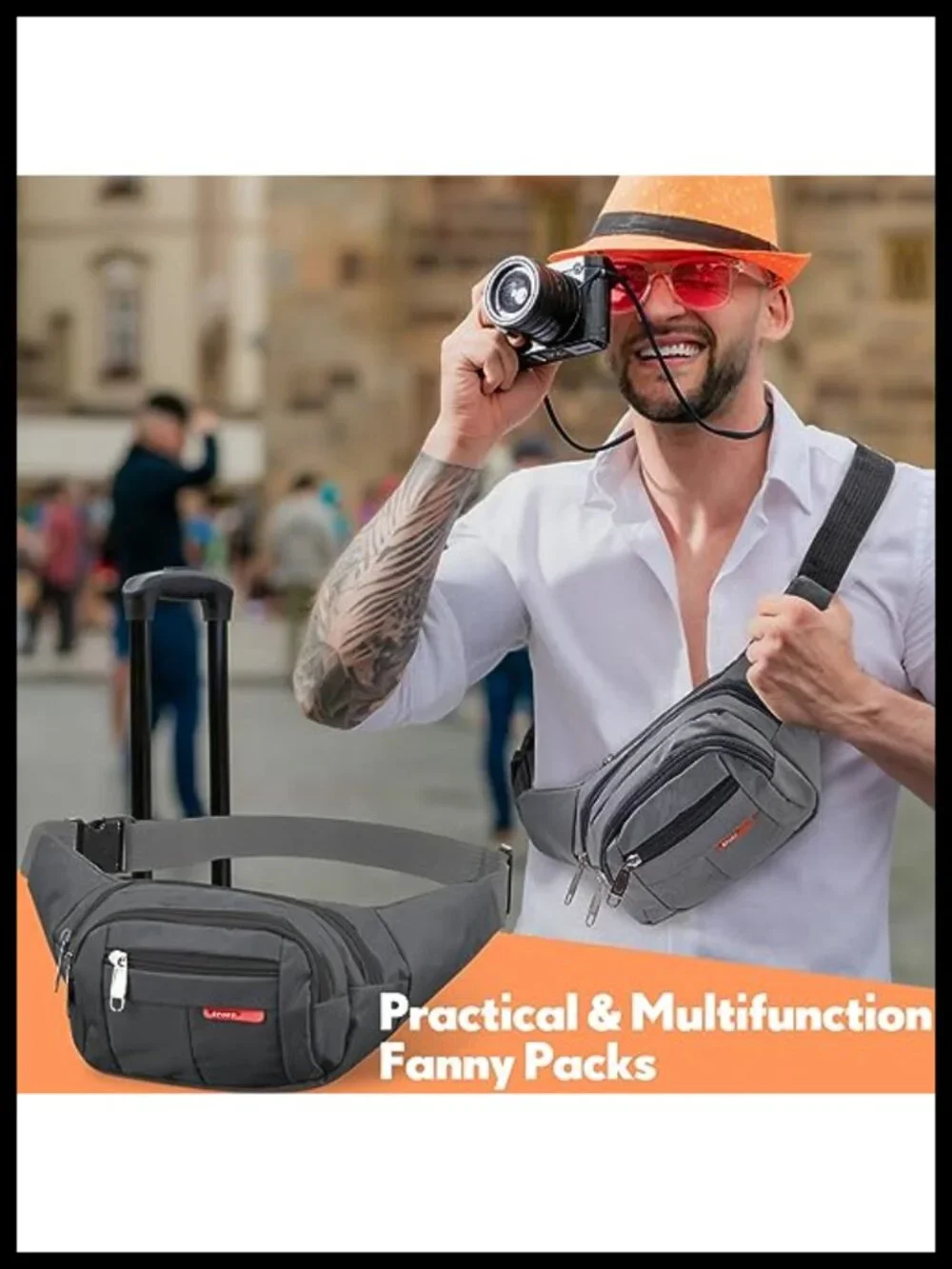 Plus Size Crossbody Fanny Pack Waterproof Nylon Adjustable Waist Bag Hiking